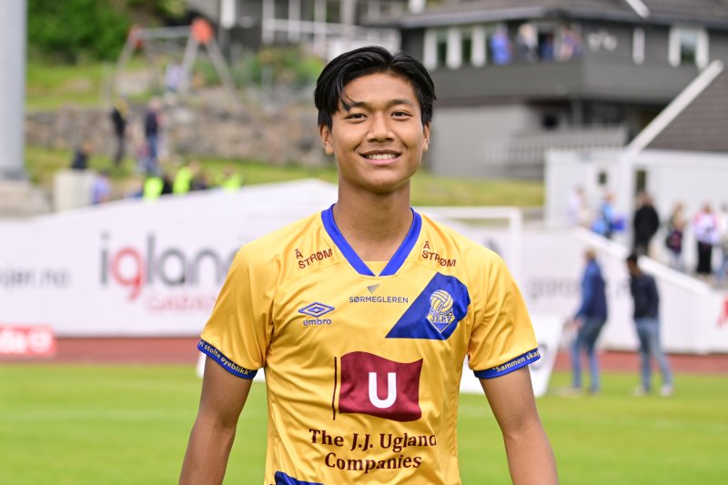 Salai Ling Om Mahlaw her etter sine første minutter på J.J. Ugland stadion- Levermyr