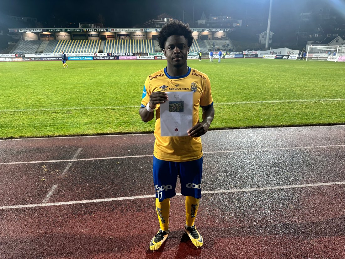 Josias King- Furaha ble Jervs BB under dagens kamp og fikk middag for 2 av vår samarbeidspartner, Boen Gård!